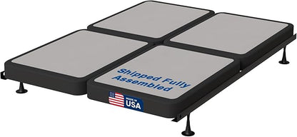 Treaton, 4-Inch Sturdy Wood Box Spring for Mattress Support - Durable and Fully Assembled, Natural Wood Foundation for King(Fold), Gray