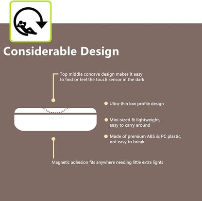 Mini Touch Light, Rechargeable Battery Operated Closet Lights Wardrobe Lights, Magnetic Stick-on Anywhere LED Night Light, Wireless Under Cabinet Lighting, Dimmable Tap Push Light Lamp