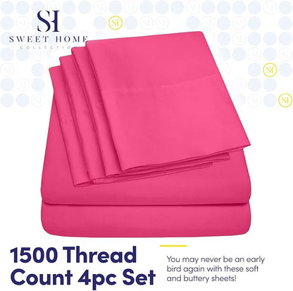 Sweet Home Collection 6 Piece Bed Sheet Set, Twin, Fuschia