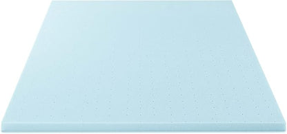 Best Price Mattress 2 Inch Ventilated Memory Foam Mattress Topper, Cooling Gel Infusion, Dorm Essentials, Short Queen Blue