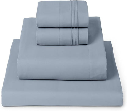 Mellanni King Sheets Set - 4 PC Iconic Collection Bedding - Hotel Luxury, Extra Soft, Cooling Bed Sheets - Wrinkle, Fade, Stain Resistant (King, Blue Hydrangea)