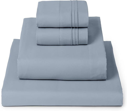 Mellanni King Sheets Set - 4 PC Iconic Collection Bedding - Hotel Luxury, Extra Soft, Cooling Bed Sheets - Wrinkle, Fade, Stain Resistant (King, Blue Hydrangea)