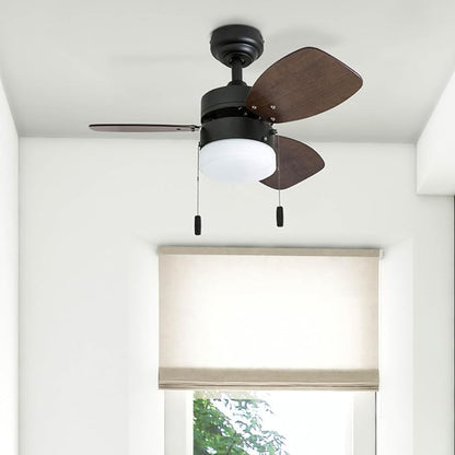 Honeywell Ceiling Fans Ocean Breeze Modern 30 Inch Ceiling Fan with Light, Pull Chain LED Indoor Fan with 3 Blades, Dark Brown Chestnut and Light Oak Blade Finish Options, Bronze (50602-01)