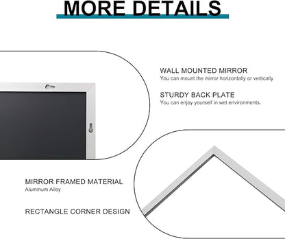 30" x 30"Bathroom Mirror, Silver Rectangle Corner Wall Mirror with Metal Frame, Decorative Rectangular Vanity Mirror for Bedroom Bathroom Living Room Entryway (Horizontal/Vertical)