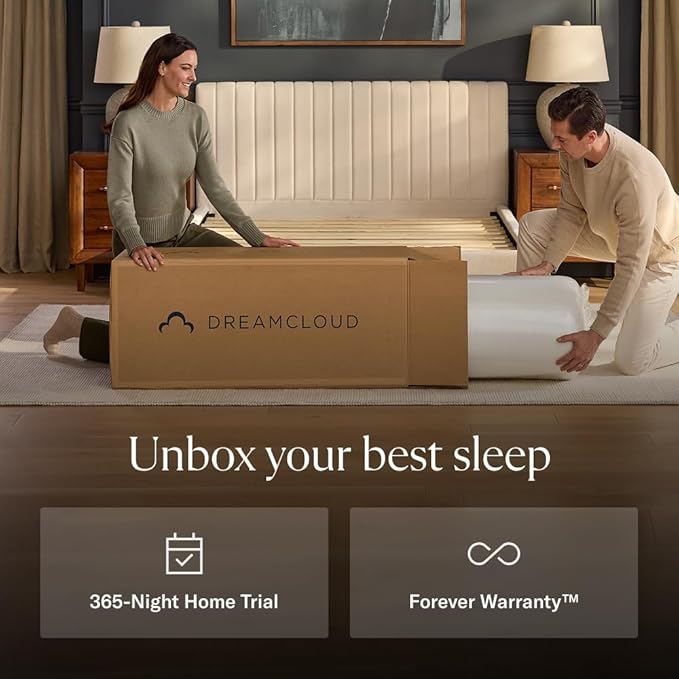 DreamCloud Premier 13" Queen Mattress - Luxury Hybrid Gel Memory Foam - 365 Night Trial - Fiberglass Free - Forever Warranty - Mattress in a Box - CertiPUR-US Certified