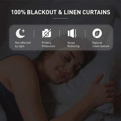 KangBang Beige Linen Blackout Curtains 72 Inches Long 6 ft, Back Tab Loop Pocket Room Darkening Soundproof Privacy Drapes for Traditional Family Room Bedroom,52x72 Inch, 2 Panels