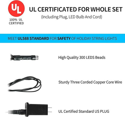 328FT 1000LEDs Christmas Lights Outdoor Indoor 8 Modes for Christmas Tree Party Decoration, 100% UL Listed (Warm White)
