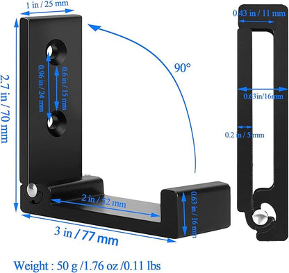 OHIYO Folding Coat Hooks 6pcs Foldable Hook Wall Mounted for Hanging Coat, Jacket, Towel Heavy Duty Wall Hooks Aluminum Alloy Fold up Hooks Headphones Holder Bearing Load 33lb (Black)