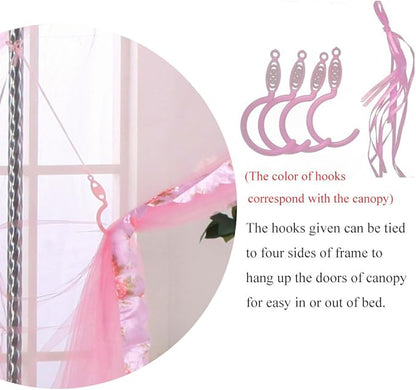Canopy Bed Curtains Full - 4 Corner Canopy for Beds, Bed Canopy for Girls Adults, Bedroom Decor (Full Size, Light Blue)
