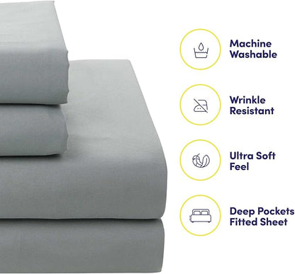 Sweet Home Collection 7 Piece Comforter Set Bag Solid Color All Season Soft Down Alternative Blanket & Luxurious Microfiber Bed Sheets, Florence, Full