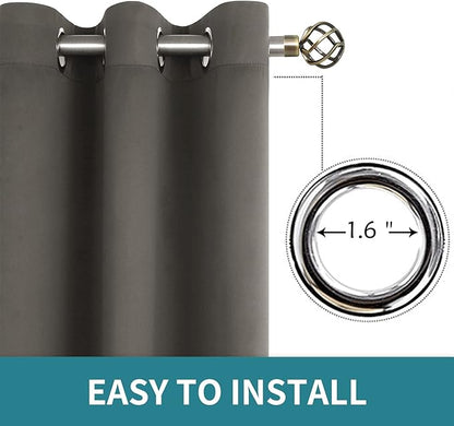 BGment Blackout Curtains for Bedroom - Grommet Thermal Insulated Room Darkening Curtains for Living Room, Set of 2 Panels (42 x 84 Inch, Grey)