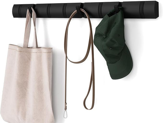 Umbra Flip 8 Hook Wall Mounted Coat Rack, Black