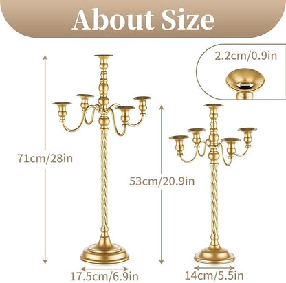 Sziqiqi Gold Candelabra Centerpieces for Tables 28in - Tall Candelabra Candle Holder for Wedding Gold Candlestick Holders for Table Centepiece Party Banquet Event