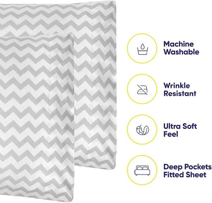 Queen Sheets Chevron Grey- 6 Piece 1500 Supreme Collection Fine Brushed Microfiber Deep Pocket Queen Sheet Set Bedding - 2 Extra Pillow Cases, Great Value, Queen, Chevron Gray