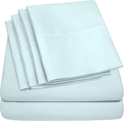 Sweet Home Collection 6 Piece 1500 Supreme Collection Brushed Microfiber Deep Pocket Sheet Set-2 Extra Pillow Cases, Great Value, Split King, Aqua