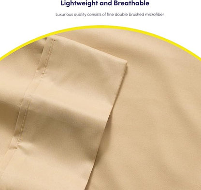 Twin Size Bed Sheets - 4 Piece 1500 Supreme Collection Fine Brushed Microfiber Deep Pocket Twin Sheet Set Bedding - 1 EXTRA PILLOW CASES, GREAT VALUE, Twin, Camel