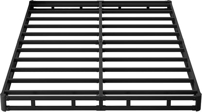 King Size Box Spring 4 Inch Low Profile, Heavy Duty Metal Box Spring Bed Base with Fabric Cover, Mattress Foundation, Easy Assembly, Noise Free, Black