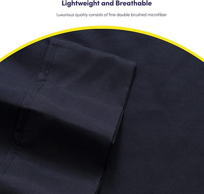 Twin Size Bed Sheets - 4 Piece 1500 Supreme Deluxe Collection Deep Pocket Ultra Soft Twin Sheet Set Bedding - 1 EXTRA PILLOW CASES, GREAT VALUE, Twin, Navy