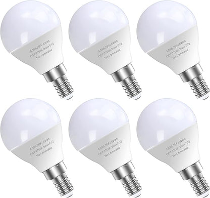 6 Pack E12 LED Candelabra Light Bulbs, 60 Watt Equivalent, Warm White 2700K, 120V Chandelier Llight Bulb, A15 / G45 Shape Ceiling Fan Light Bulbs, Bright Small Bulb Non-Dimmable