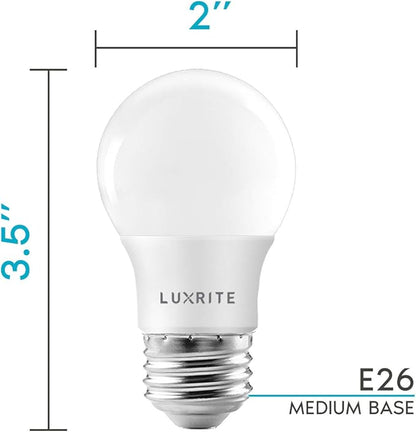 LUXRITE A15 LED Bulb 40W Equivalent, 7W, 2700K (Warm White), 600 Lumens, Enclosed Fixture Rated, Dimmable Ceiling Fan Light Bulbs, E26 Medium Base, UL Listed - Indoor and Outdoor (4 Pack)