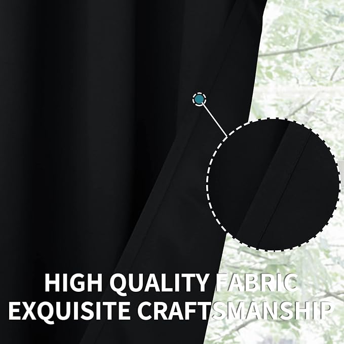 BGment Blackout Curtains for Bedroom - Grommet Thermal Insulated Room Darkening Curtains for Living Room, Set of 2 Panels, Each 46 x 54 Inch, Black