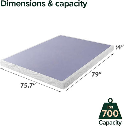 ZINUS Metal Box Spring with Wood Slats, 4 Inch Mattress Foundation, Sturdy Steel Structure, Easy Assembly, King