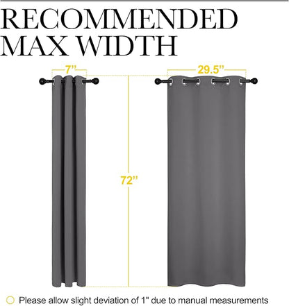 NICETOWN Grey Blackout Curtain Panels for Bedroom, Thermal Insulated Grommet Top Blackout Draperies and Drapes for Basement (2 Panels, W34 x L72-inch, Grey)