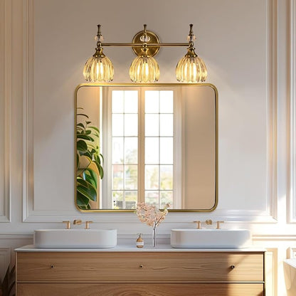 ANDY STAR 40x36 Inch Gold Bathroom Mirror, Brushed Gold Mirrors for Wall in Anti-Rust SUS304 Tube Metal Frame, Rounded Rectangle Mirrors 1’’ Deep Wall Mounted Vertically/Horizontal for Bathroom