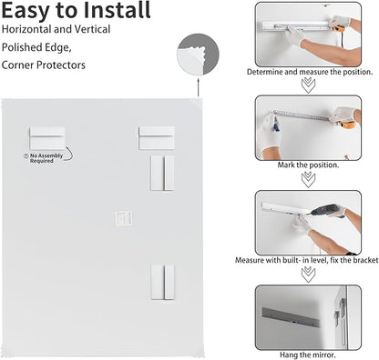 Mirrorons Beveled Mirror, Bathroom Mirrors for Wall 16" x 20", Frameless Rectangle Bathroom Mirror with Beveled Edge, Hangs Horizontally or Vertically, Tempered Glass Upgraded Packing