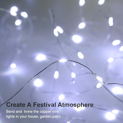 GDEALER 4 Pack Fairy Lights Christmas Decor 16.4 Ft 50 Led Battery Operated with Remote Waterproof 8 Modes Twinkle Firefly String Lights for Party Bedroom Wedding Decorations - White