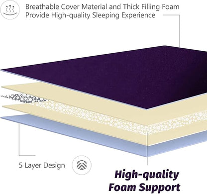 MAXYOYO Japanese Floor Mattress Futon Mattress, Thicken Sleeping Pad Foldable Roll Up Floor Futon for Adults Tatami Mat Dormitory Bed Lounger, Purple, Full Size
