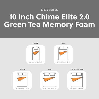 Signature Design by Ashley 10 Inch Chime Elite 2.0 Firm Green Tea Memory Foam Mattress for Cool Sleep and Pressure Relief, Twin, Fiberglass Free, Mattress In A Box