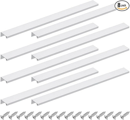 uxcell Cabinet Finger Edge Pull, 8pcs 400mm / 15.75" Aluminum Alloy Back Mount Hidden Cabinet Pulls Concealed Handle for Home Kitchen Drawer Cabinet, Silver