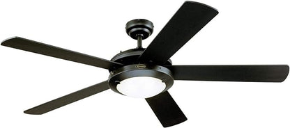Westinghouse 7224200 Comet Indoor Ceiling Fan with Light, Matte Black