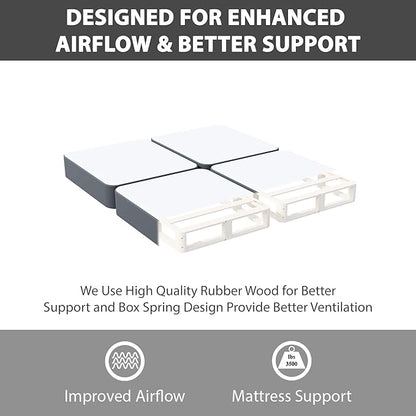 Nutan, 8-Inch Sturdy Wood Box Spring for Mattress Support - Durable and Fully Assembled, Natural Wood Foundation for King(Fold), Gray