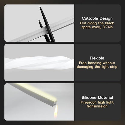 LED Strip Lights Warm White 3000K,98.4ft 110-120V Neon Rope Lights,Flexible Silicone Outdoor Waterproof Neon Strip Lights for Bedroom,Mirror,Kitchen Cabinet, Living Room,Halloween Decor