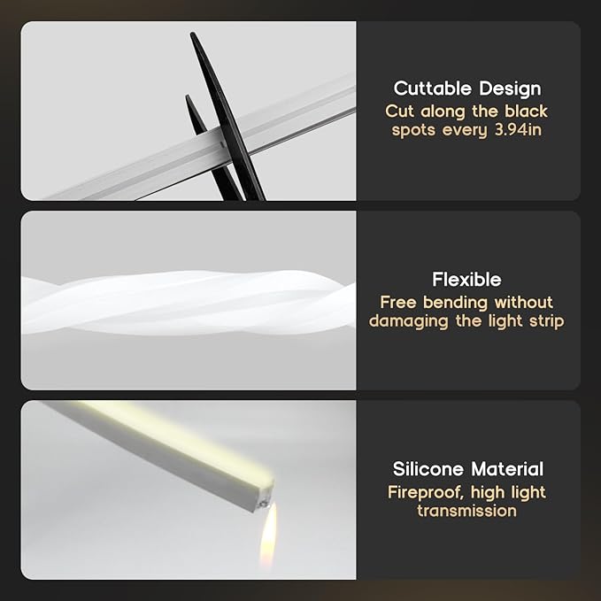 LED Strip Lights Warm White 3000K,32.8ft 110-120V Neon Rope Lights,Flexible Silicone Outdoor Waterproof Neon Strip Lights for Bedroom,Mirror,Kitchen Cabinet, Living Room,Halloween Decor