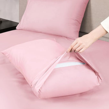 Mejoroom Twin XL Sheet Set - Hotel Luxury Microfiber Sheet & Pillowcase Sets Fits College Dorm Room Mattress - Soft, Breathable, Wrinkle & Fade Resistant - 3 Piece (Blush Pink)