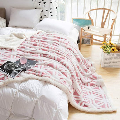 LOMAO Sherpa Fleece Blanket Fuzzy Soft Throw Blanket Dual Sided Blanket for Couch Sofa Bed (Pink, 90''x110'')