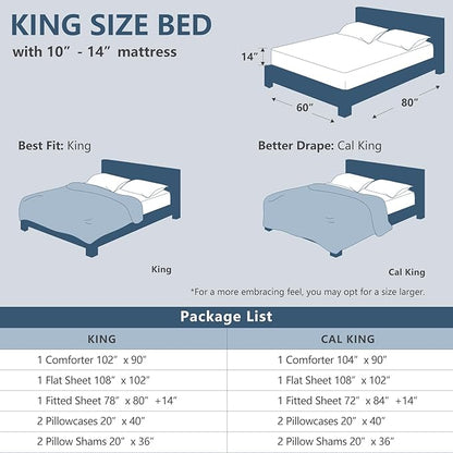 CozyLux King Size Comforter Set Blush Pink, 7 Pieces Bed in a Bag, Pink Comforter King Size, All Season Bedding Sets with Stitch Quilted Comforter, Flat Sheet, Fitted Sheet, Pillowcases