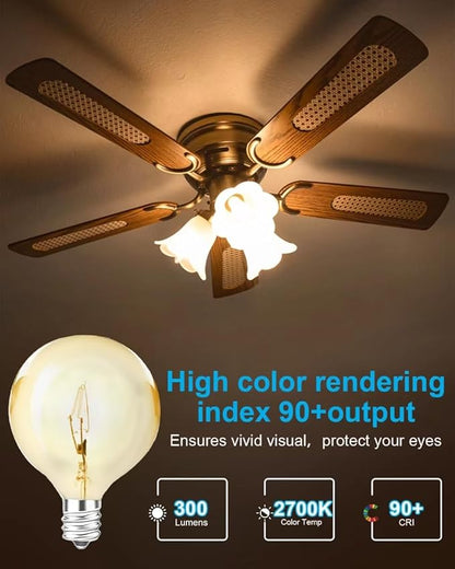 Wax Warmer Bulbs, 40W Candle Lamp, G50 Light Bulbs for Full Size Scentsy Warmer, E12 Candelabra Base for for Chandelier, Ceiling Fan Light, Decorative Vanity Lights, Dimmable, Warm White 6pcs