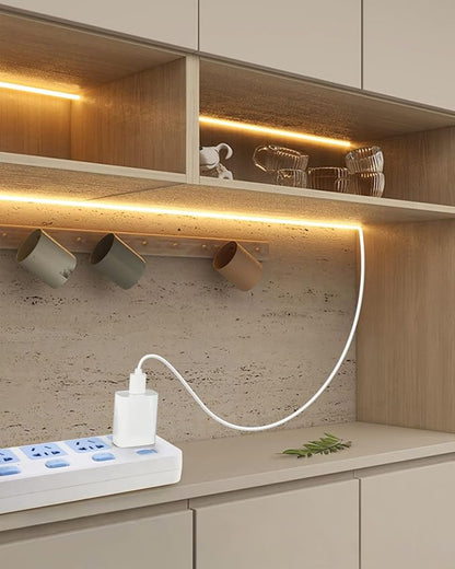 Aclorol USB COB LED Strip Lights Warm White Led TV Backlight 5V 1M 3.28FT 320Leds 3000K CRI85+ COB Flexible Lights with 1M USB Powered for Bedroom Under Cabinet Kitchen DIY Lighting Project