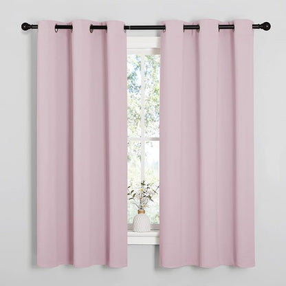 NICETOWN Baby Pink Blackout Curtains 40 inches Length for Kitchen, 2 Panels, 29" Wide, Thermal Insulated Decoration Drapes for Small Window