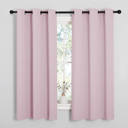 NICETOWN Baby Pink Blackout Curtains 68 inches Length for Laundry Room, 2 Panels, 42" Wide, Thermal Insulated Decoration Drapes for Office Window