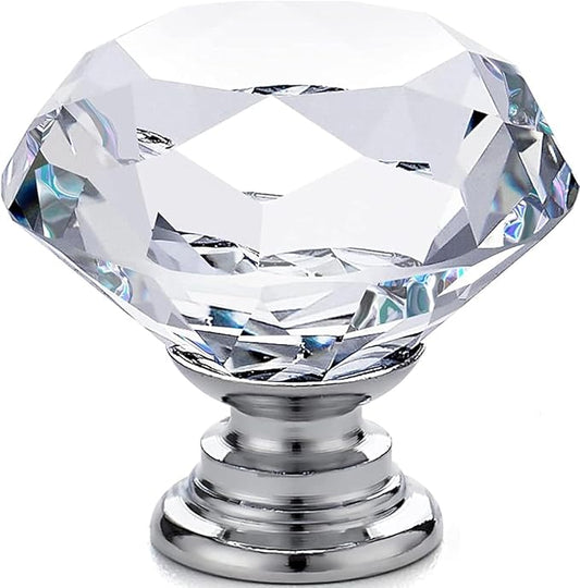 12pcs Diamond Shape Crystal Glass 30mm Drawer Knob Pull Handle Usd for Cabinet, Drawer