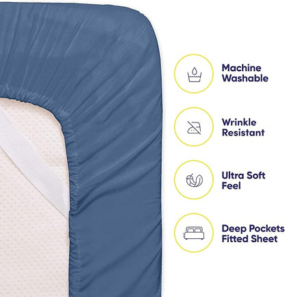 Full Size Bed Sheets - 6 Piece 1500 Supreme Collection Fine Brushed Microfiber Deep Pocket Full Sheet Set Bedding - 2 Extra Pillow Cases, Great Value, Full, Denim