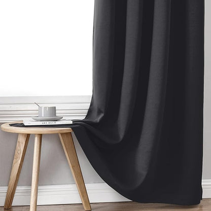 ChrisDowa 100% Blackout Curtains 84 inch Long for Bedroom with Black Liner, 2 Thick Layers Total Blackout Thermal Insulated Grommet Window Curtains 2 Panels Set (Dark Grey, 38 x 84 Inch)