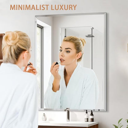 Frameless Mirror for Bathroom Vanity,20x30in Wall Mounted Mirrors for Over Sink Decorative Rectangular Frameless Mirror,With Polished Edge,Hangs Horizontally Or Vertically,Entryways,Room,Shatterproof
