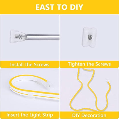 Lamomo LED Neon Lights, 16.4ft Yellow LED Strip Light, 12V 0.39In/Cut Silicone Waterproof Neon Rope Light, DIY Neon Sign for Bedroom Indoor Outdoor Decoration（Power Adapter not Included）