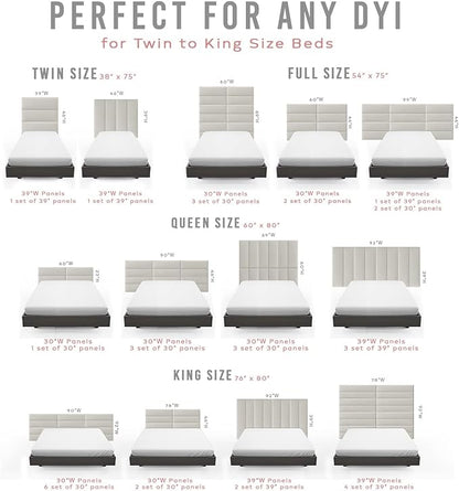 Vänt Upholstered Wall Panels - Queen/Full Size Wall Mounted Headboards - Weave Steel - Set of 4 Panels (Each Individual Panel 30"x11.5")